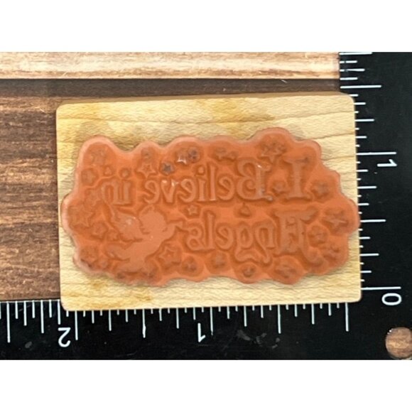 PSX C108 I BELIEVE IN ANGELS WOOD MOUNTED RUBBER STAMP VINTAGE - Picture 3 of 4